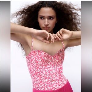 🔥New with tags Pink Zara Floral bodysuit.Sz Xs